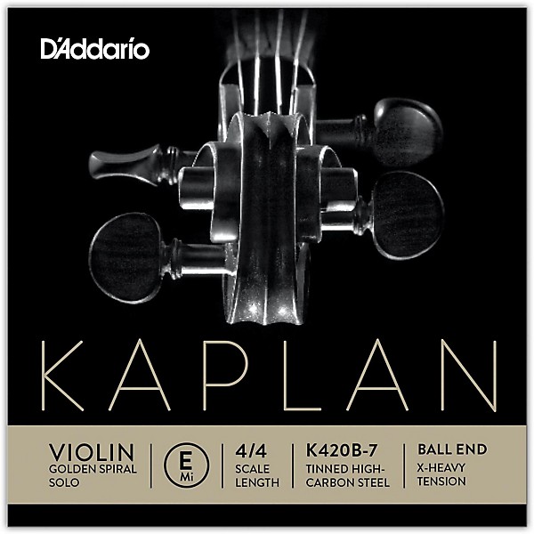 D'Addario Kaplan Golden Spiral Solo Series Violin E String 4/4 Size Solid Steel Extra Heavy Ball End