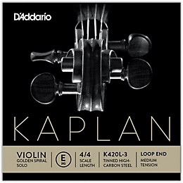 D'Addario Kaplan Golden Spiral Solo Series Violin E String 4/4 Size Solid Steel Medium Loop End