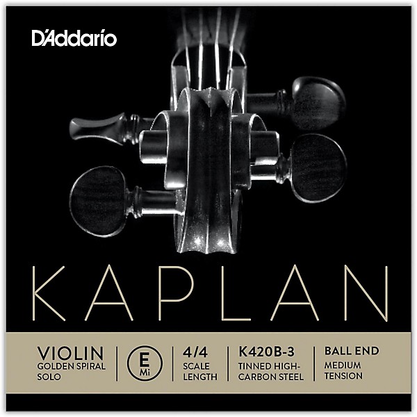 D'Addario Kaplan Golden Spiral Solo Series Violin E String 4/4 Size Solid Steel Medium Ball End