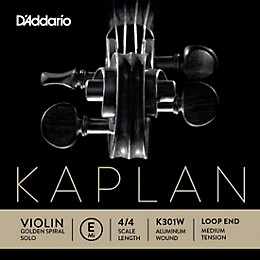 D'Addario Kaplan Golden Spiral Solo Wound Series Violin E String 4/4 Size Solid Steel / Aluminum Medium Loop End