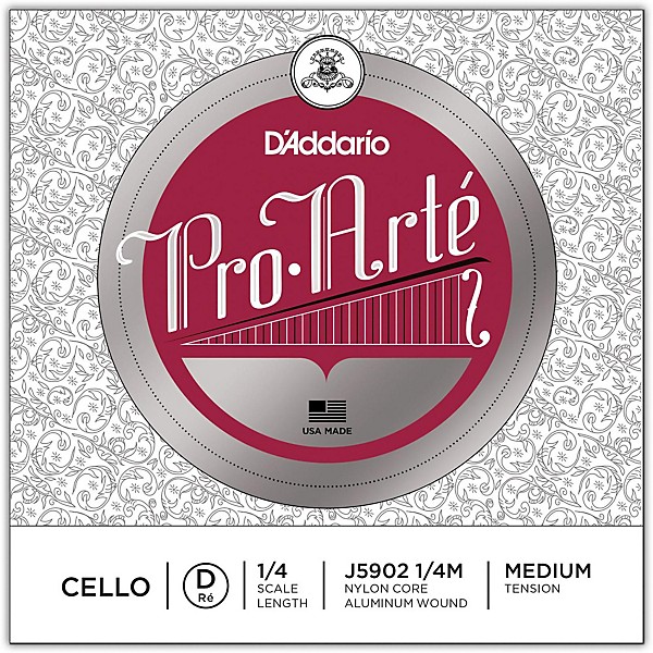 D'Addario Pro-Arte Series Cello D String 1/4 Size