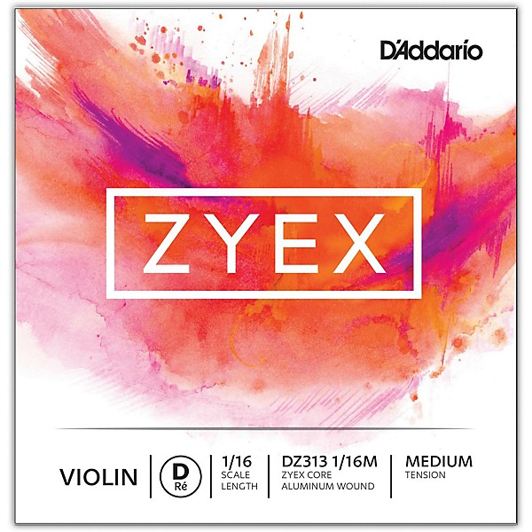 D'Addario Zyex Series Violin D String 1/16 Size