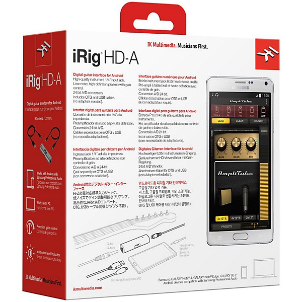 IK Multimedia iRig HD-A Studio-Quality Guitar Interface for Android Devices