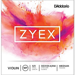 D'Addario Zyex Series Violin String Set 4/4 Size Medium, Silver D