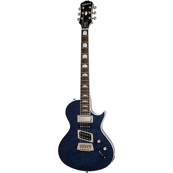 Open Box Epiphone Limited Edition Nighthawk Custom Quilt Electric Guitar Level 2 Transparent Blue 190839181978