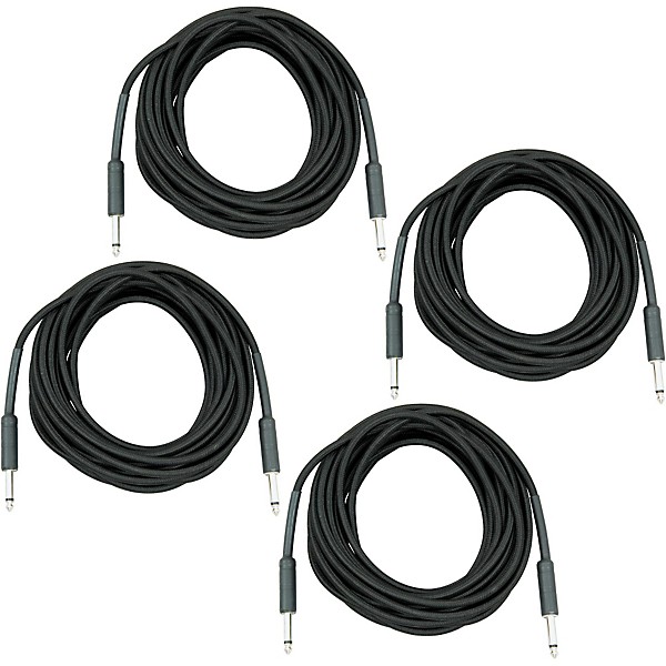 Musician's Gear Braided Instrument Cable 1/4", 30' 4-Pack Black