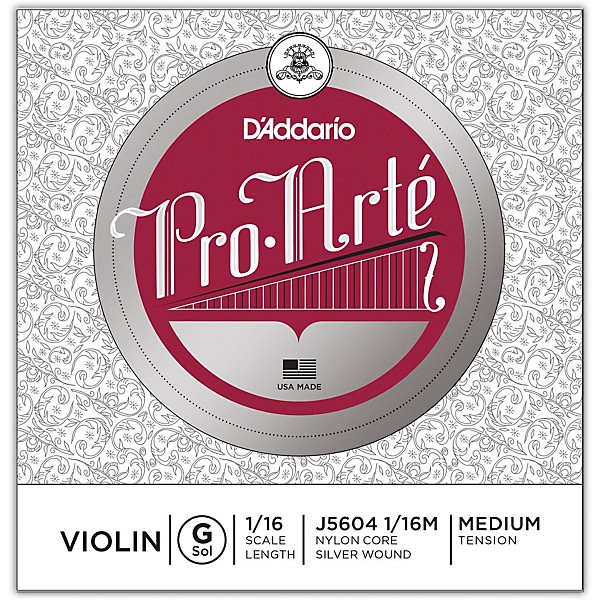 D'Addario Pro-Arte Series Violin G String 1/16 Size