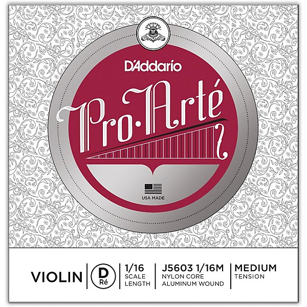 D'Addario Pro-Arte Series Violin D String 1/16 Size