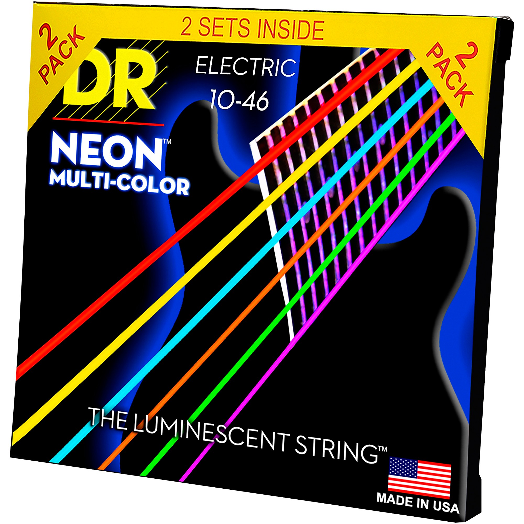 DR Strings Hi-Def NEON Multi-Color Medium Electric Guitar