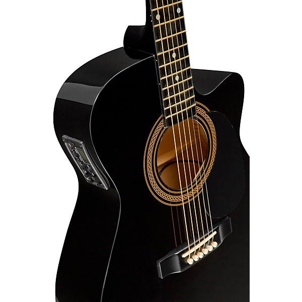 Rogue RA-090 Concert Cutaway Acoustic-Electric Guitar Black