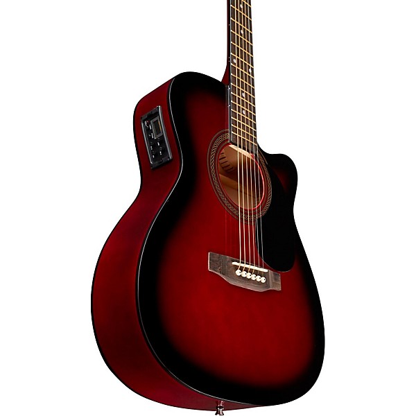 Rogue RA-090 Concert Cutaway Acoustic-Electric Guitar Red