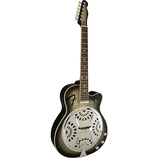 Open Box Fender Roosevelt CE Cutaway Resonator Acoustic-Electric Guitar Level 2 Moonlight Black Burst 888365522876