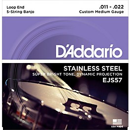 D'Addario EJS57 Stainless Steel Custom Medium 5-String Banjo Strings (11-22)