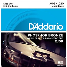 D'Addario EJ69 Phosphor Bronze Light 5-String Banjo Strings (9-20)