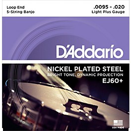 D'Addario EJ60+ Nickel Light Plus 5-String Banjo Strings (9.5-20)