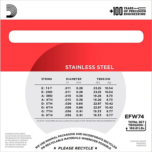 D'Addario EFW74 Phosphor Bronze Medium Mandolin Strings (11-36)