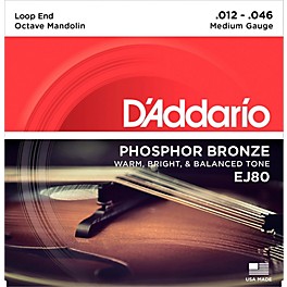 D'Addario EJ80 Octave Mandolin Strings, Medium, 12-46 Phosphor Bronze