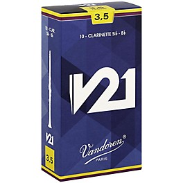 Vandoren V21 Bb Clarinet Reeds Strength 3.5+ Box of 10 Vandoren V21 Bb Clarinet Reeds Strength 3.5 Box of 10