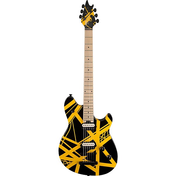 EVH Wolfgang Special Tunamatic Bridge Electric Guitar Black with Yellow Stripes