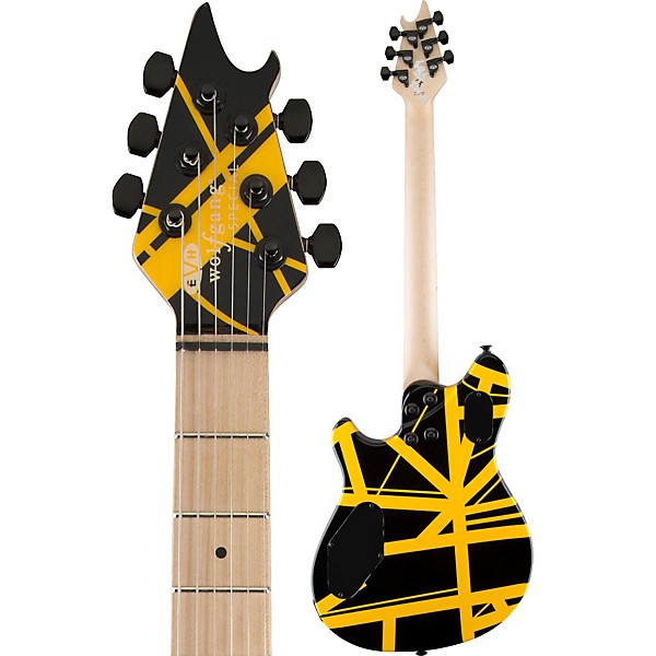 EVH Wolfgang Special Tunamatic Bridge Electric Guitar Black with Yellow Stripes