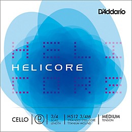 D'Addario Helicore Series Cello D String 3/4 Size