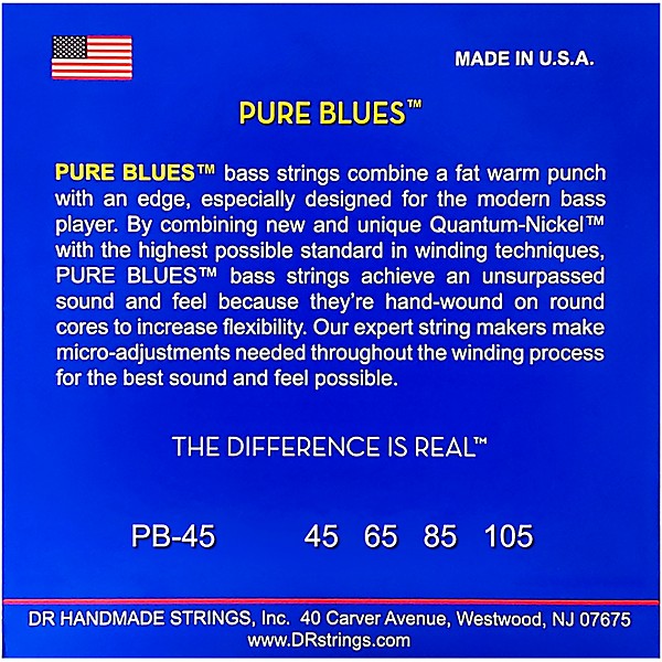 DR Strings Pure Blues Medium 4-String Bass Strings (45-105)