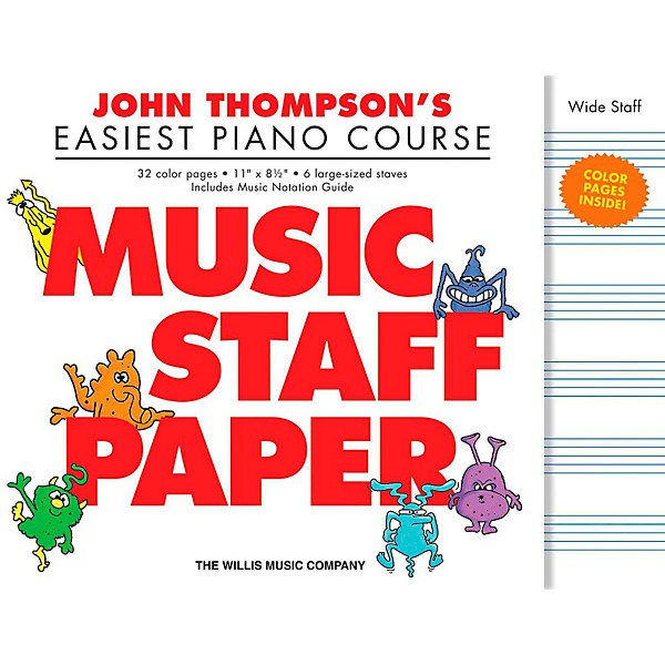 Hal Leonard John Thompson's Easiest Piano Course  Music Staff Paper in Color