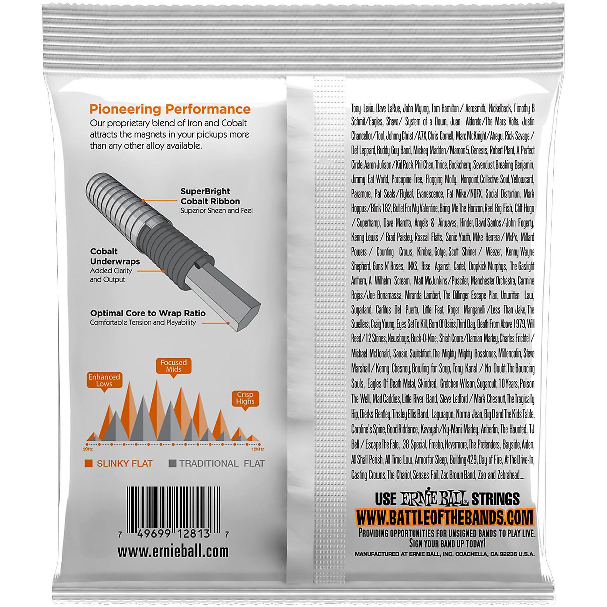 Ernie Ball P02813 Hybrid Slinky Flatwound Bass Strings