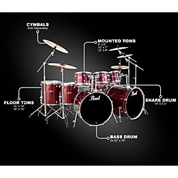 Pearl Export Double Bass 8-Piece Drum Set Black Cherry Glitter