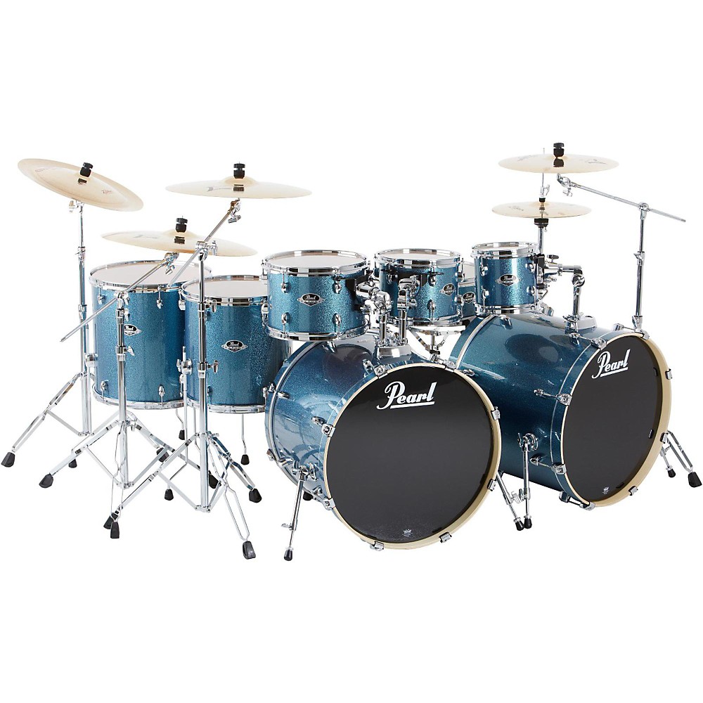 UPC 888365316192 product image for Pearl Export Double Bass 8-Piece Drum Set Aqua Blue Glitter | upcitemdb.com