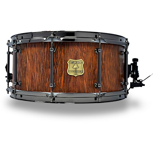 OUTLAW DRUMS Weathered Douglas Fir Stave Snare Drum with Black Chrome Hardware 14 x 6.5 in. Tobacco Glaze