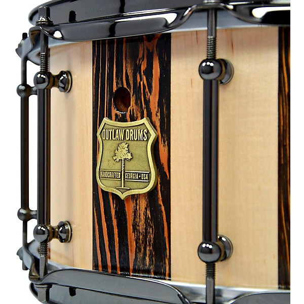 OUTLAW DRUMS Suite Stripe Douglas Fir and Maple Stave Snare Drum with Black Chrome Hardware 14 x 6.5 in. Black/Natural
