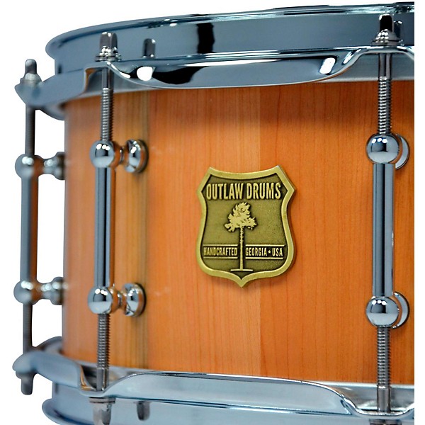 OUTLAW DRUMS Cherry Stave Snare Drum with Chrome Hardware 14 x 5.5 in. Natural