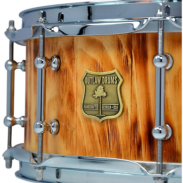 OUTLAW DRUMS White Pine Stave Snare Drum with Chrome Hardware 14 x 5.5 in. Forest Fire