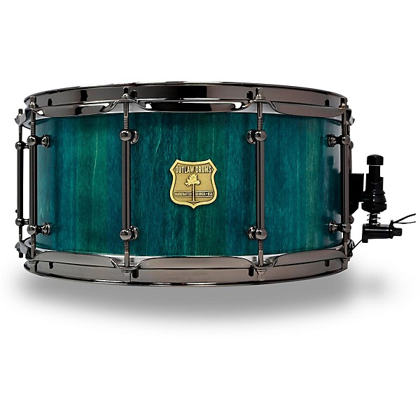 OUTLAW DRUMS Poplar Stave Snare Drum with Black Chrome Hardware 14 x 6.5 in. Emerald Cove