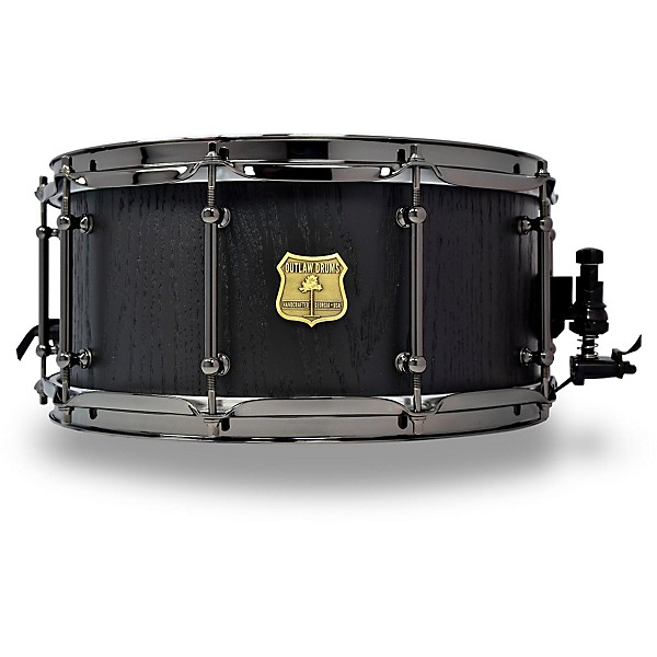 OUTLAW DRUMS Red Oak Stave Snare Drum with Black Chrome Hardware 14 x 6.5 in. Black Satin