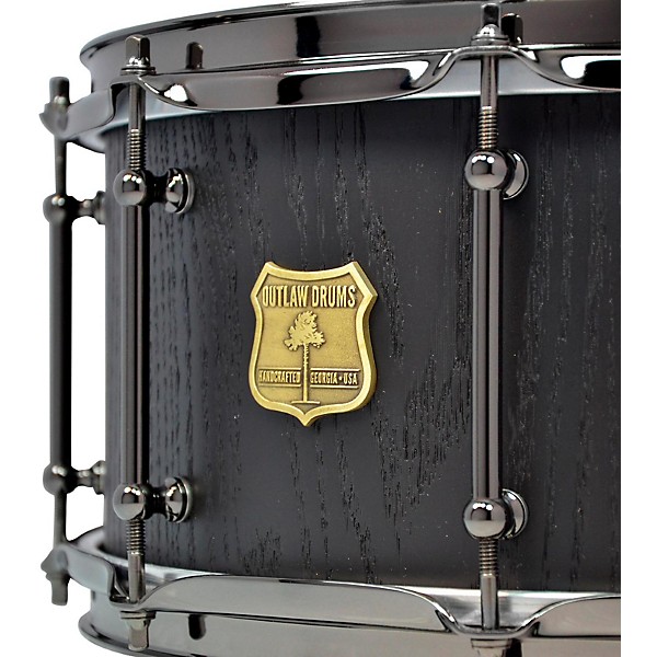 OUTLAW DRUMS Red Oak Stave Snare Drum with Black Chrome Hardware 14 x 6.5 in. Black Satin