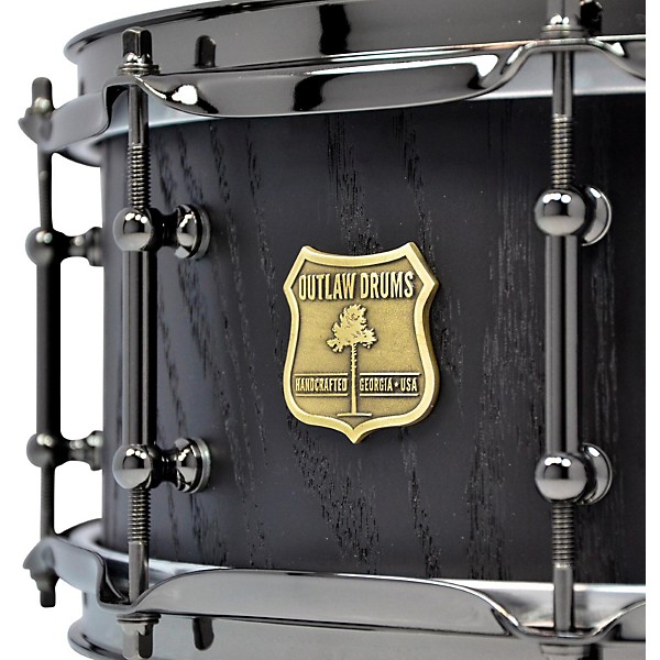 OUTLAW DRUMS Red Oak Stave Snare Drum with Black Chrome Hardware 14 x 5.5 in. Black Satin