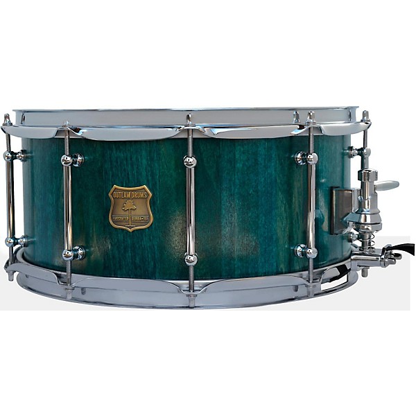 OUTLAW DRUMS Poplar Stave Snare Drum with Chrome Hardware 14 x 6.5 in. Emerald Cove
