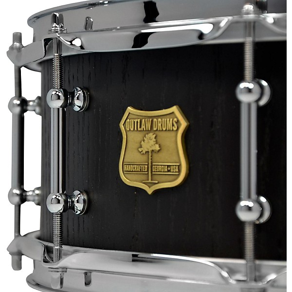 OUTLAW DRUMS Red Oak Stave Snare Drum with Chrome Hardware 14 x 5.5 in. Black Satin