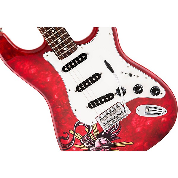 Fender Special Edition David Lozeau Art Rosewood Fingerboard Stratocaster Electric Guitar Sacred Heart