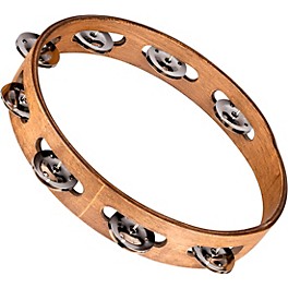 MEINL Wood Tambourine with Single Row Stainless Steel Jingles 10 in. Walnut Brown