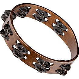 MEINL Wood Tambourine with Double Row Stainless Steel Jingles 10 in. Walnut Brown