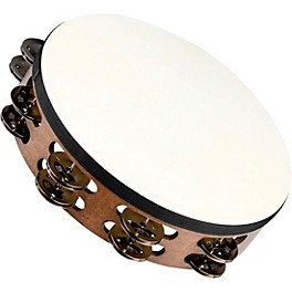 MEINL Headed Wood Tambourine with Double Row Steel Jingles 10 in. Walnut Brown