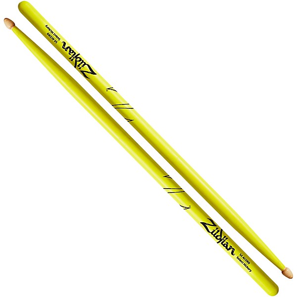 Zildjian Acorn Tip Neon Yellow Drumsticks 5A Wood Tip
