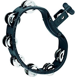 MEINL HTMT4BK Mountable Guiro Tambourine with Double Row Steel Jingles Black