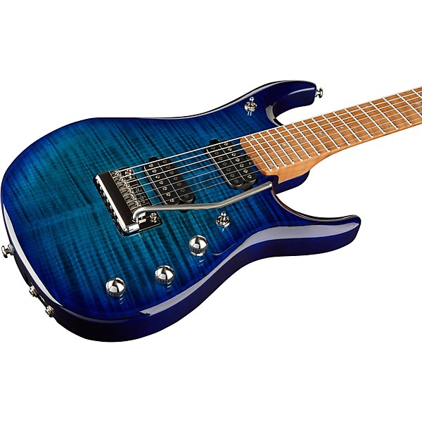 Ernie Ball Music Man JP15 Roasted Flame Maple Top 7-String Electric Guitar Cerulean Paradise