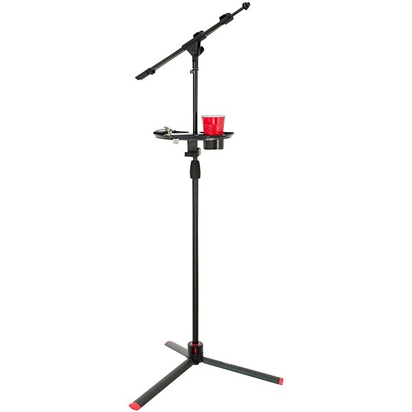 Gator Frameworks Microphone Stand Accessory Tray With Drink Holder and Guitar Pick Tab