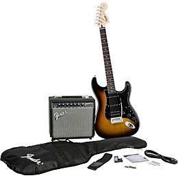 Open Box Squier Affinity Series Stratocaster HSS Electric Guitar Pack with Fender Champion 20W Guitar Combo Amp Level 2 Brown Sunburst 190839069979