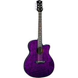 Luna Gypsy Grand Concert Ash Acoustic-Electric Guitar Transparent Purple